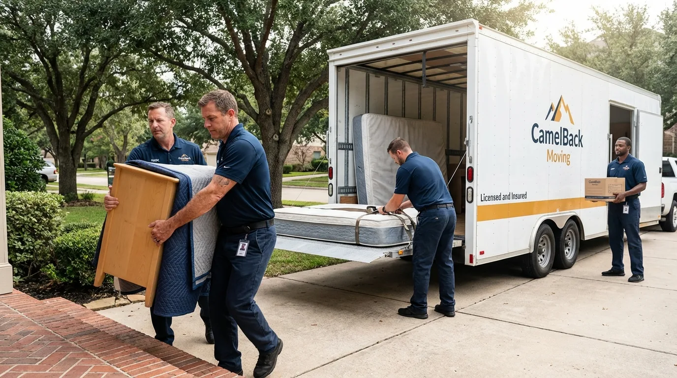 Crew loading residential truck for cross-state move from Beatrice, NE
